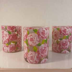 Lilly Pulitzer Floral First Impression Cottagecore Glass Candle Holder Set Of 3
